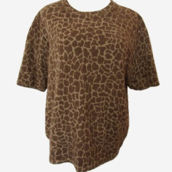 Share VTG Tally-Ho Giraffe Print Sweater Women S Angora Lambswool Blend - Picture 1 of 5